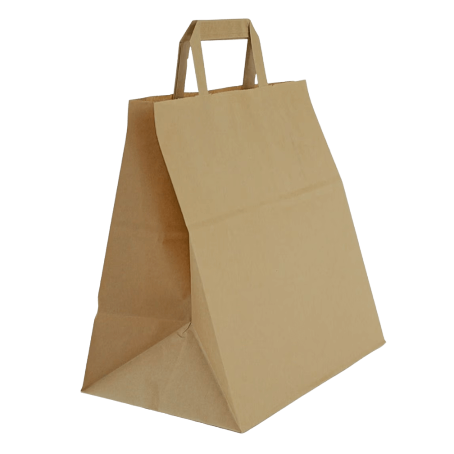 Torba papierowa z uchem kraft - 26 x 16 x 26,5 cm - 50 szt.