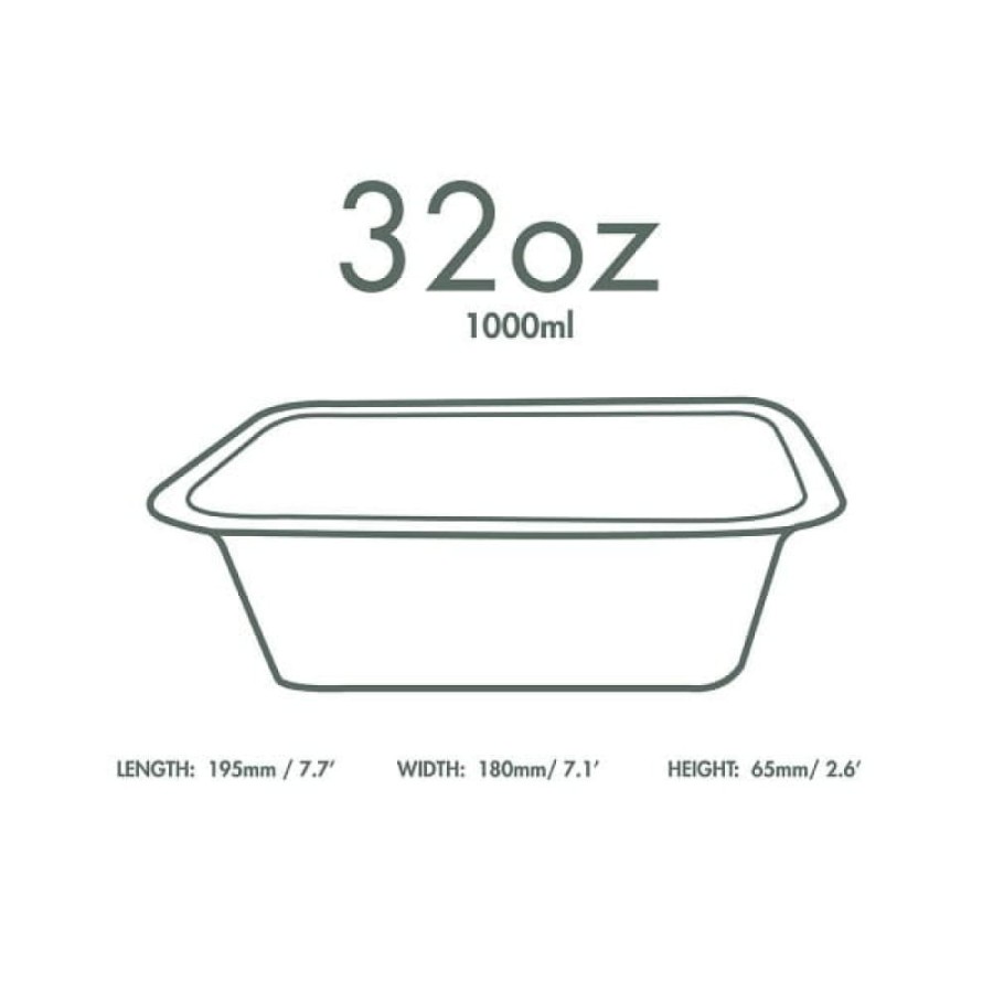 Pojemnik z trzciny cukrowej 1000 ml, 19,5 cm x 18 cm x 6,5 cm - 50 sztuk