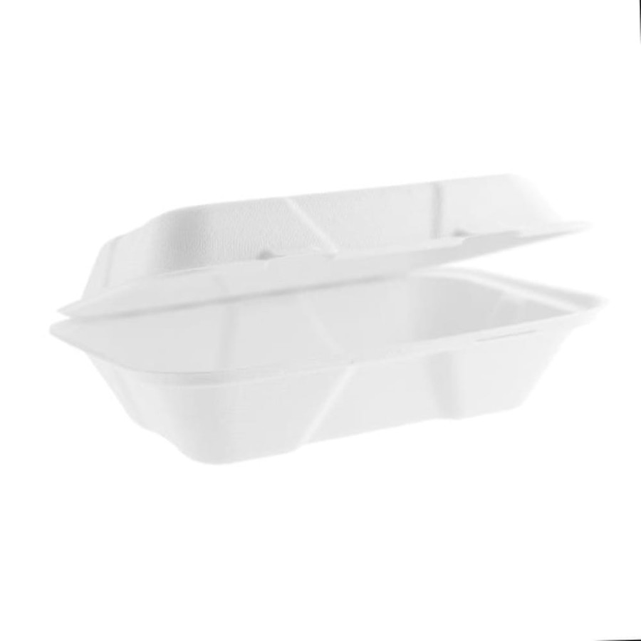 Opakowanie z trzciny cukrowej z pokrywką 1000 ml, 22,8 cm x 15,5 cm x 7,4 cm - 50 sztuk