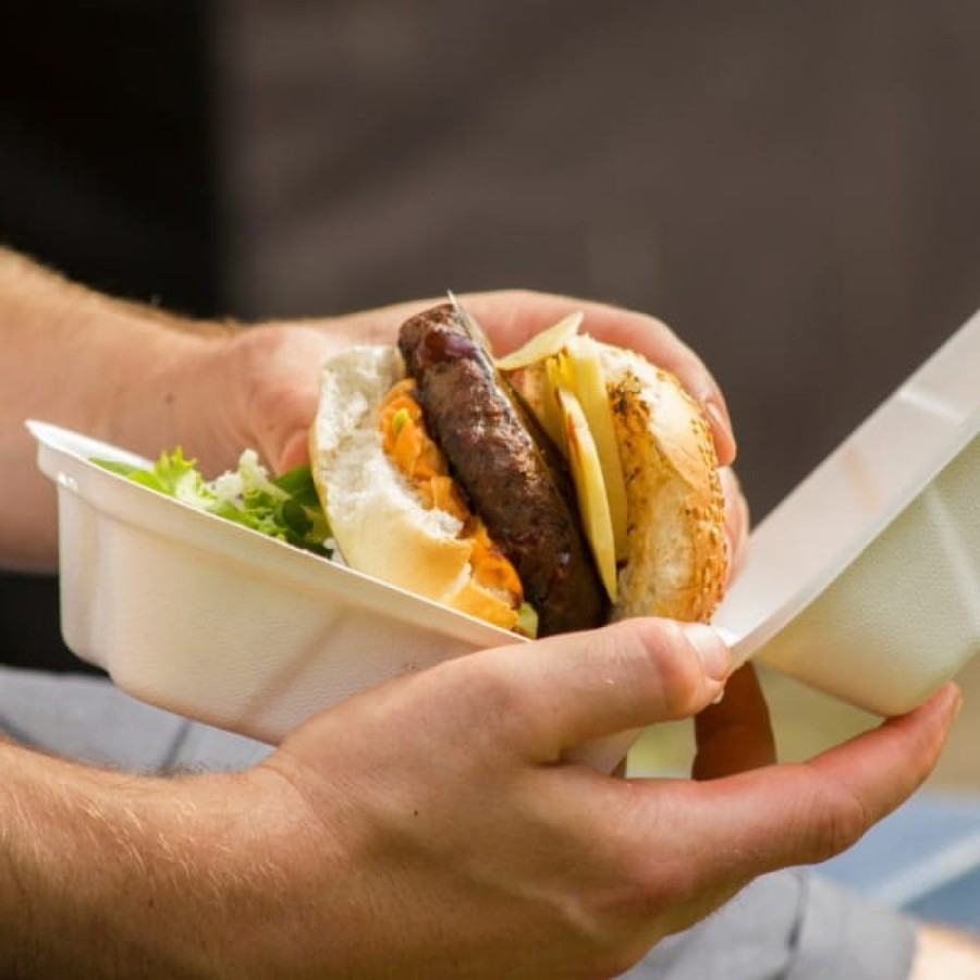 Opakowanie z trzciny cukrowej z pokrywką 450 ml, 15,2 cm x 14,8 cm x 7,9 cm - 50 sztuk