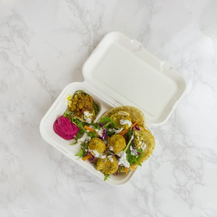 Opakowanie z trzciny cukrowej z pokrywką dwudzielne 1000 ml, 24,5 cm x 15,8 cm x 6,3 cm - 50 sztuk