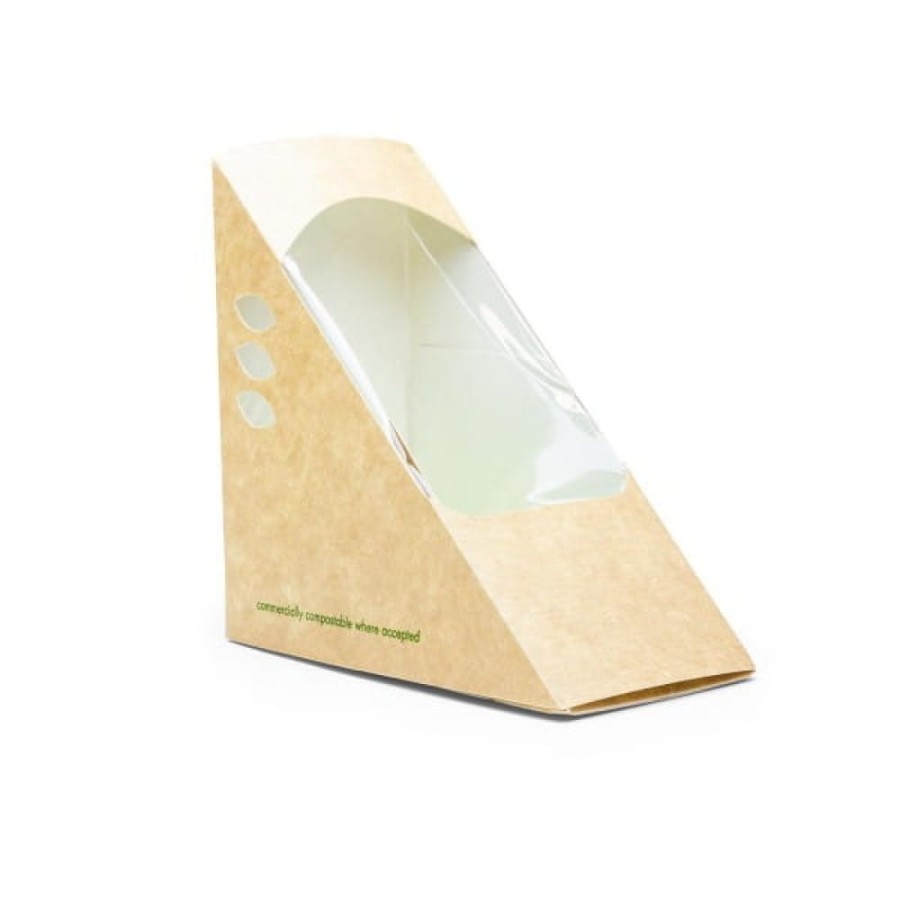 Opakowanie papierowe z okienkiem na kanapki 12,5 cm x 6,5 cm x 12,5 cm - 50 sztuk