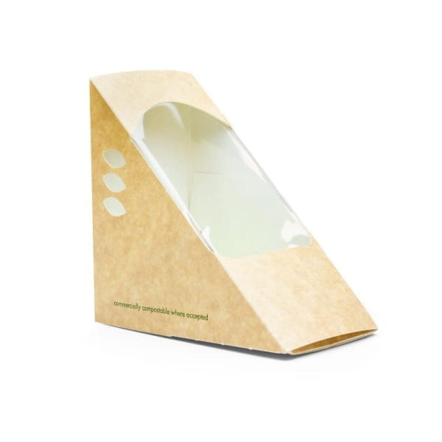 Opakowanie papierowe z okienkiem na kanapki 12,5 cm x 7,5 cm x 12,5 cm - 50 sztuk