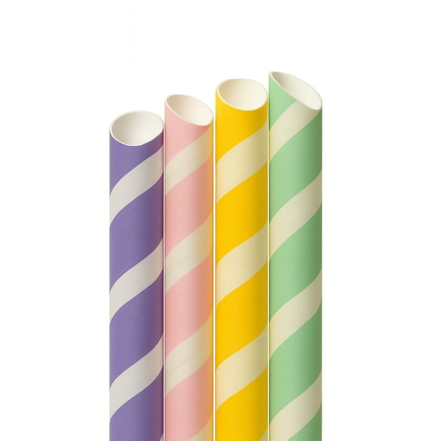 Słomka papierowa do bubble tea mix kolorów w paski 210 mm fi 12 mm - 250 sztuk