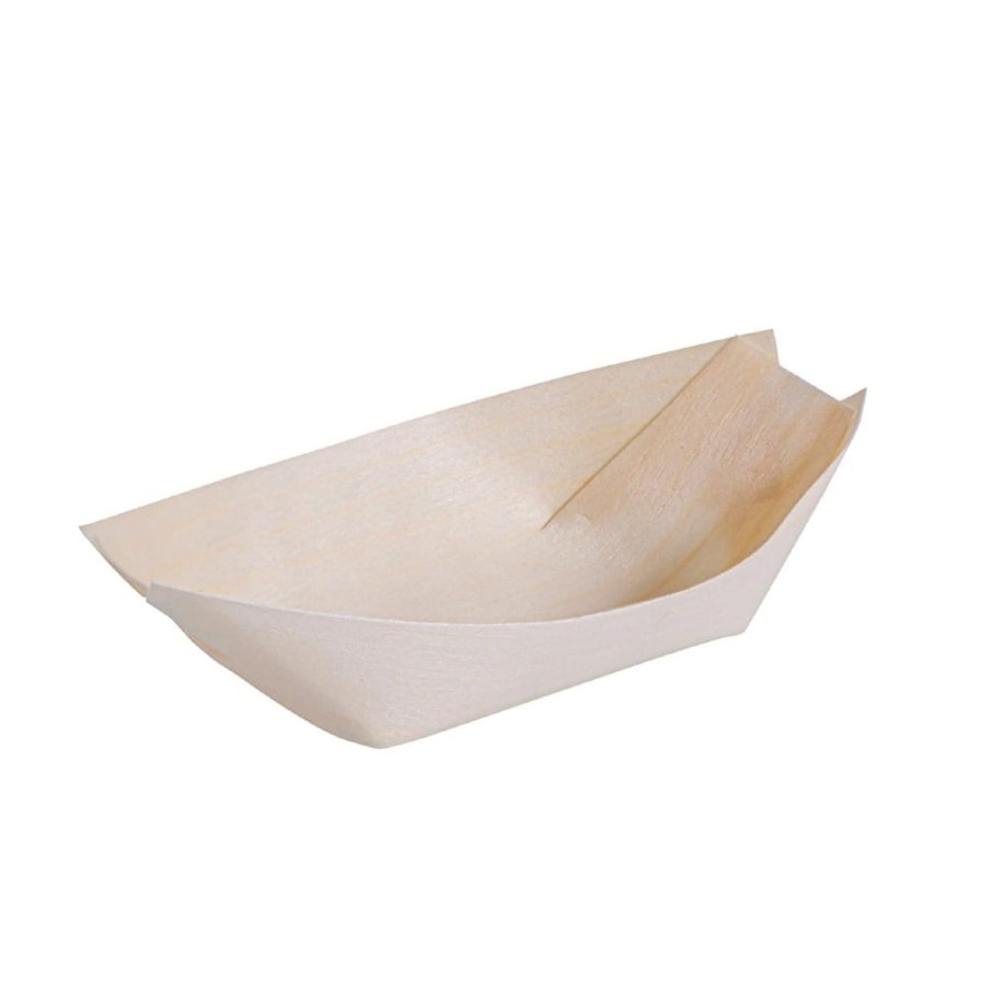 Drewniana tacka do przekąsek Łódka 13,5 cm - 100 sztuk