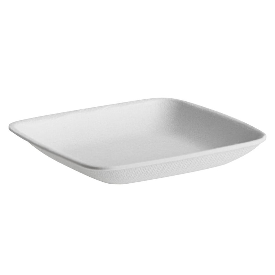 Tacka do przekąsek kwadrat z trzciny cukrowej 6,35 cm x 6,35 cm - 50 sztuk