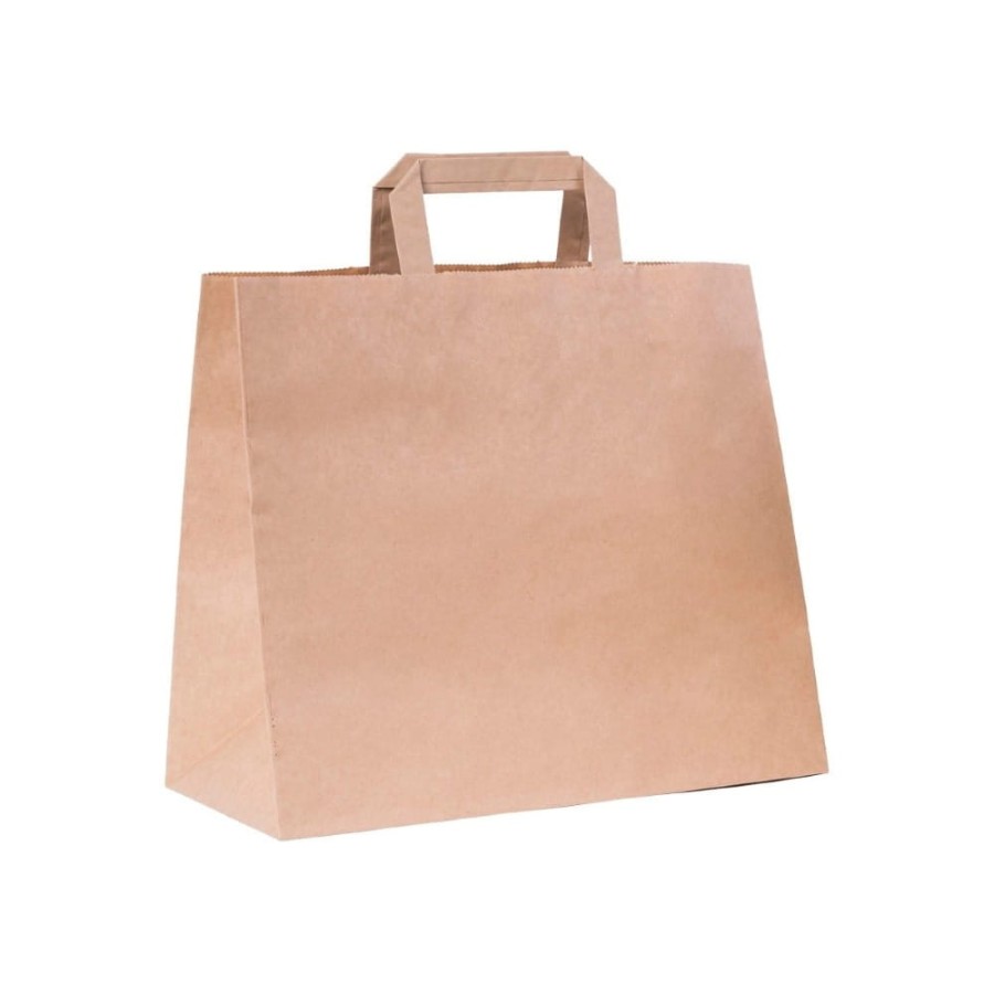 Torba papierowa z uchwytem płaskim kraft 26 cm x 17 cm x 33 cm - 250 sztuk