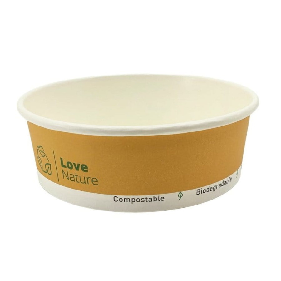 Miska papierowa do sałatek i dań na wynos z powłoką dyspersyjną kraft fi 150 mm 500 ml - 50 sztuk