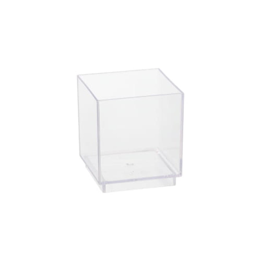 Pojemniki na przekąski fingerfood 55 ml, kwadratowe krystaliczne 4,7 cm x 4,2 cm x 4,2 cm - 30 sztuk