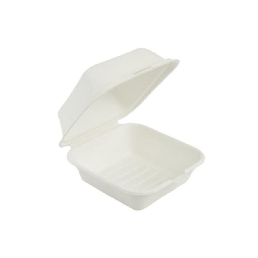Opakowanie z trzciny cukrowej z pokrywką burger box 15,2 cm x 15,2 cm x 7,5 cm - 50 sztuk