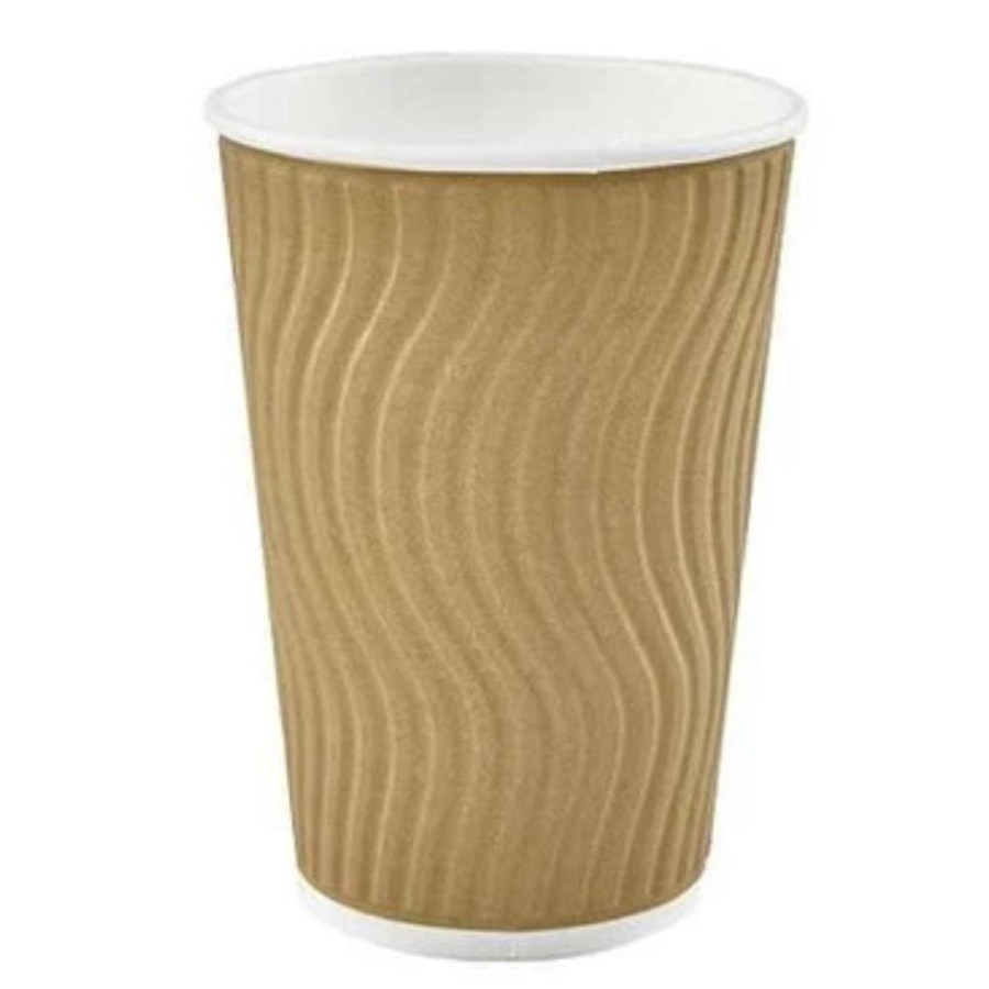 Kubek papierowy karbowany dwuwarstwowy kraft 400 ml fi 90 mm - 25 sztuk