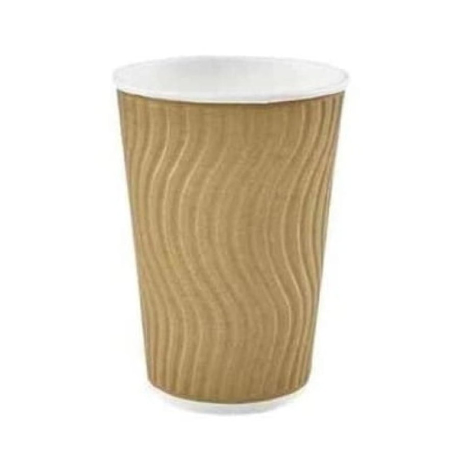 Kubek papierowy karbowany dwuwarstwowy kraft 300 ml fi 90 mm - 40 sztuk