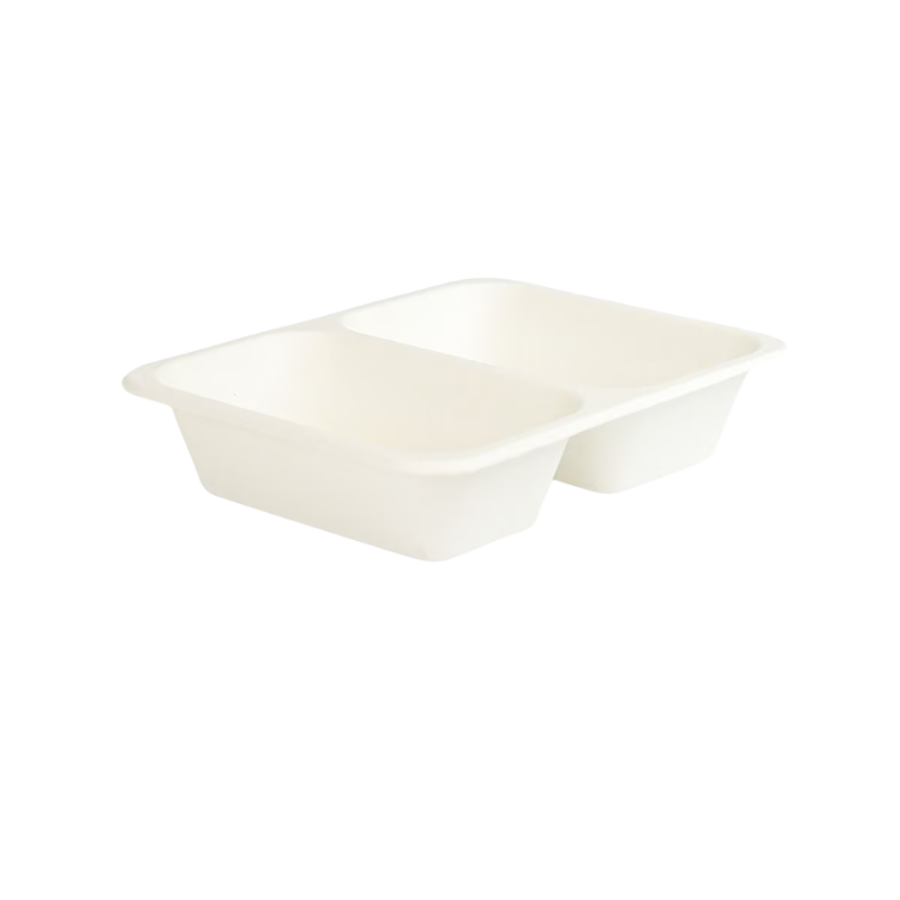 Pojemnik z trzciny cukrowej 2-dzielny do zgrzewu 22,7 x 17,8 x 5 cm - 50 sztuk