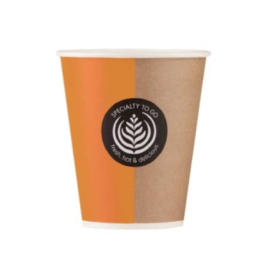 Kubek papierowy 150 ml fi 70 mm brązowo-pomarańczowy jednowarstwowy - 100 sztuk