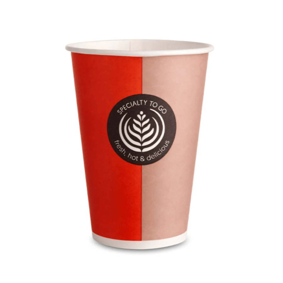 Kubek papierowy 180 ml fi 70 mm brązowo-czerwony jednowarstwowy - 100 sztuk