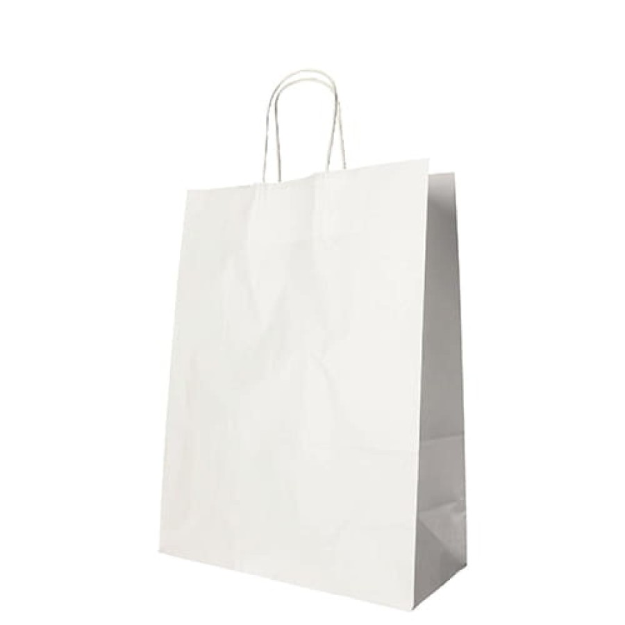 Torba papierowa z uchwytem skrętnym biała 35 cm x 26 cm x 12 cm - 25 sztuk