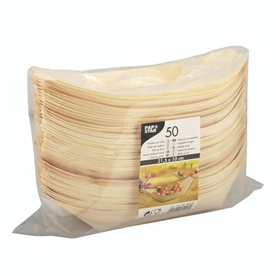 Drewniana miseczka do przekąsek fingerfood "łódka" 21,5 cm x 10 cm - 50 sztuk