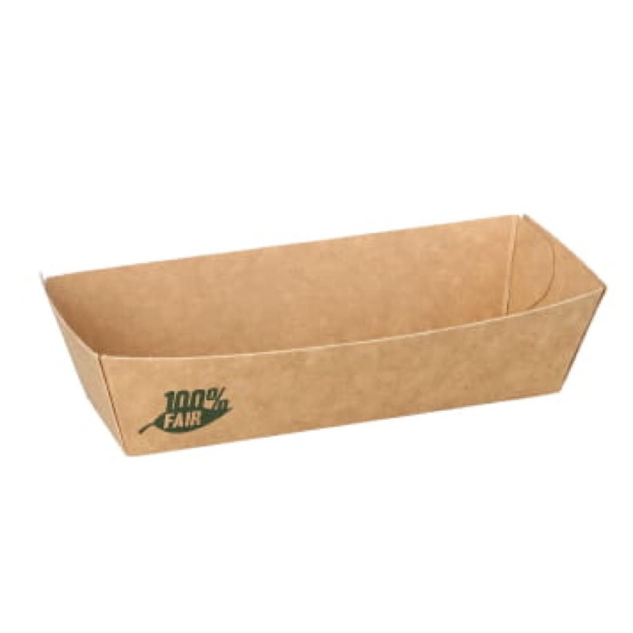 Tacka papierowa na przekąski kraft 10,5 cm x 3,3 cm x 3 cm - 80 sztuk