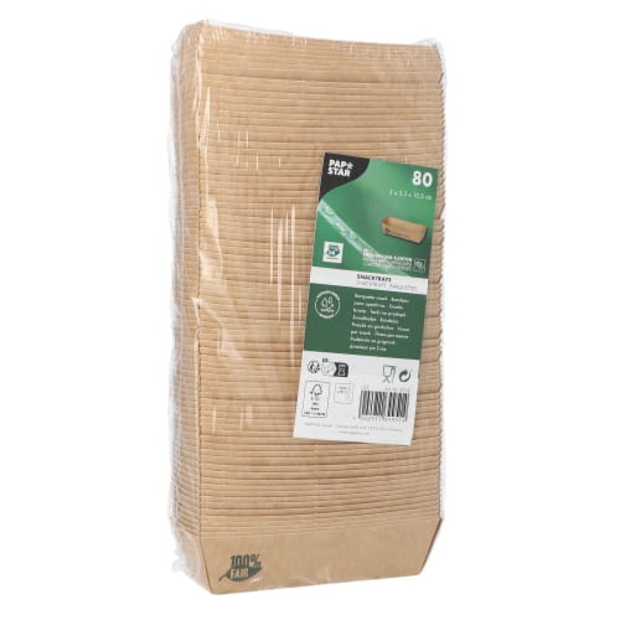 Tacka papierowa na przekąski kraft 10,5 cm x 3,3 cm x 3 cm - 80 sztuk