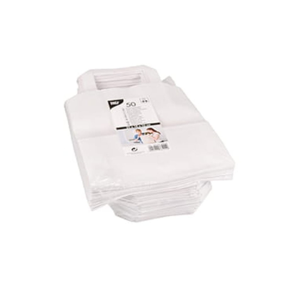 Torba papierowa z uchwytem płaskim biała 22 cm x 18 cm x 10 cm - 50 sztuk