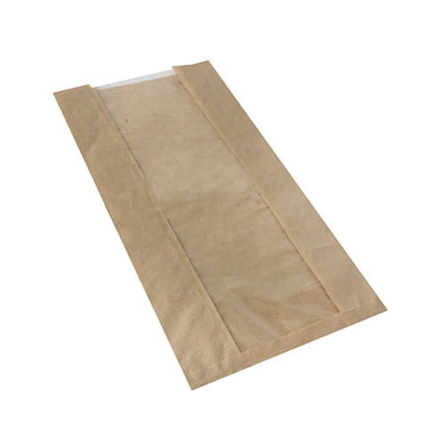Torba fałdowa kraft z okienkiem z PLA 47 cm x 20 cm x 9 cm - 1000 sztuk