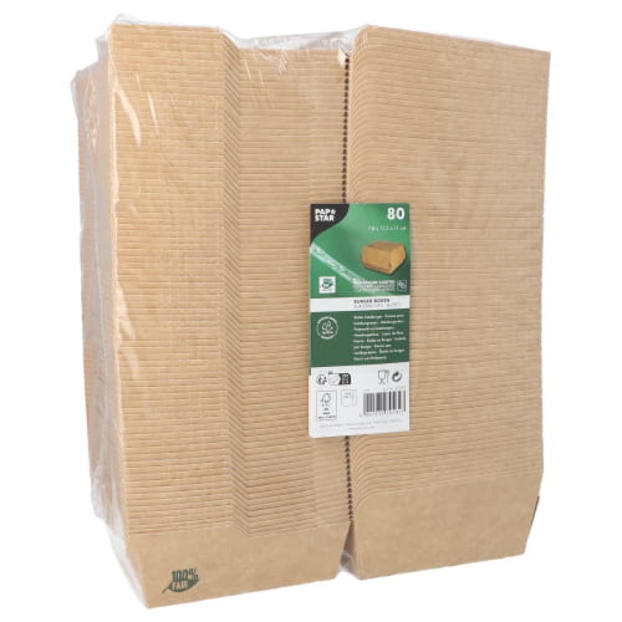 Pojemnik papierowy na hamburgery burger box kraft 7,8 cm x 11 cm x 11,5 cm - 80 sztuk