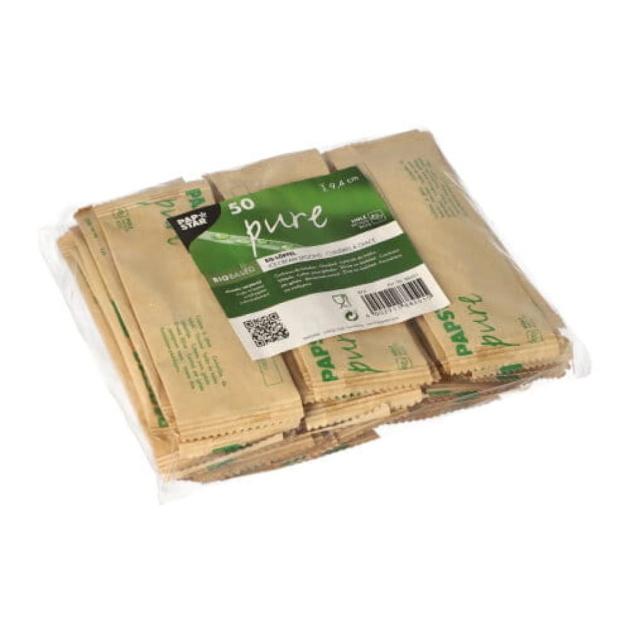 Drewniane łyżeczki do lodów pojedynczo pakowane w papierowe saszetki 9,4 cm - 50 sztuk