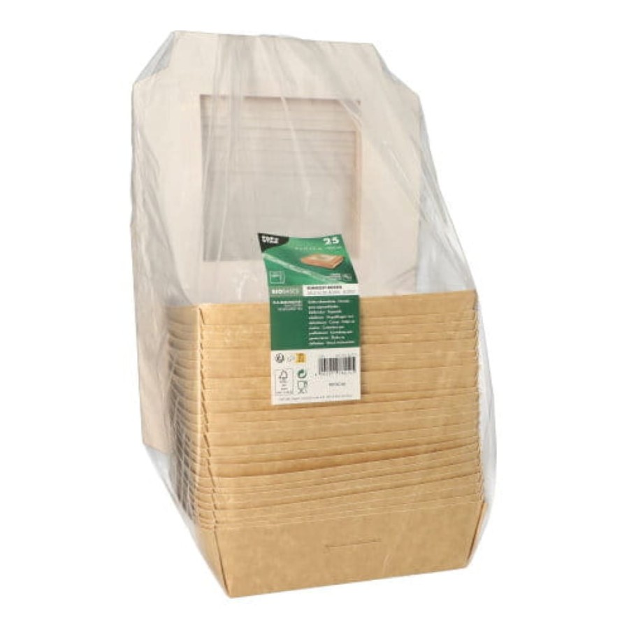 Pojemnik sałatkowy z papieru z okienkiem z PLA 1500 ml 19cm x 19 cm x 5 cm - 25 sztuk