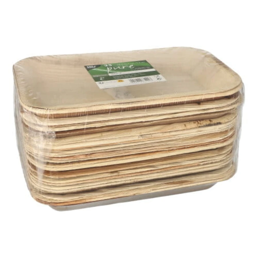 Tacka z liści palmowych prostokątna 24 cm x 16,5 cm x 2 cm - 25 sztuk