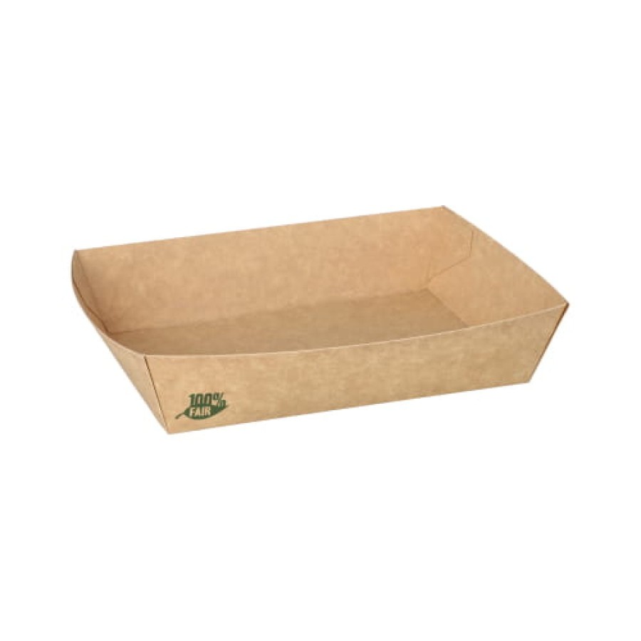 Tacka papierowa na przekąski kraft 16 cm x 11 cm x 4 cm - 80 sztuk