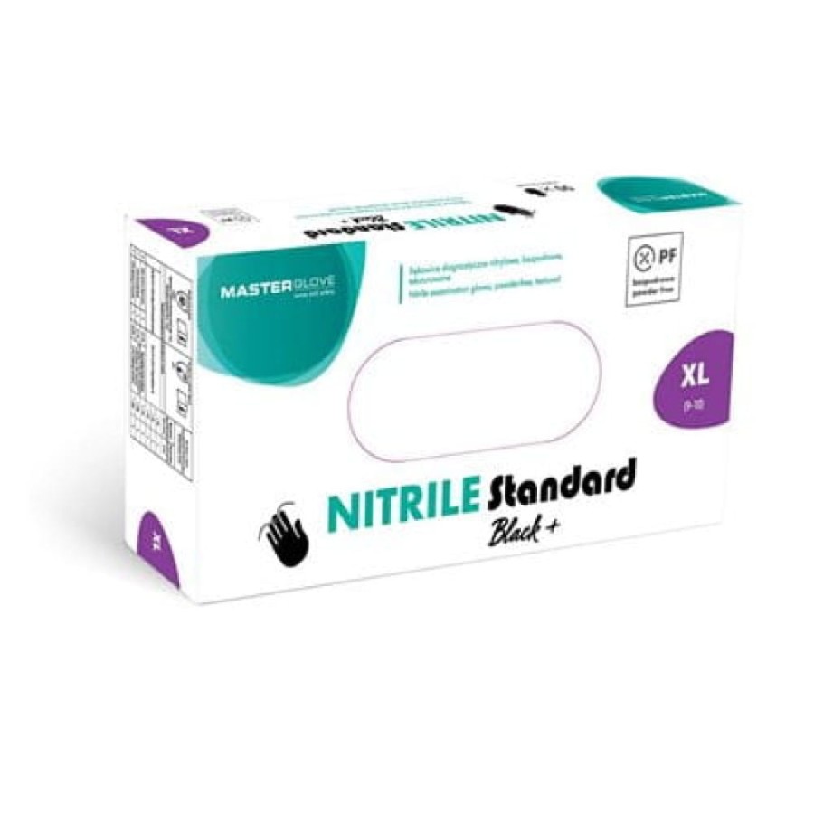 Rękawiczki nitrylowe bezpudrowe roz. XL czarne - 100 sztuk