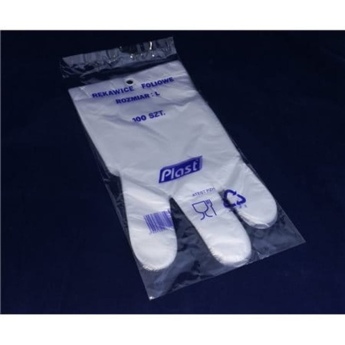 Rękawiczki foliowe HDPE roz. L - 100 sztuk
