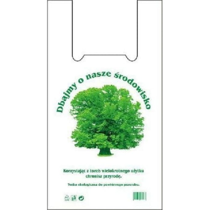 Reklamówki HDPE wielokrotnego użytku Drzewo 14 µm 55 cm x 30 cm x 7 cm - 200 sztuk