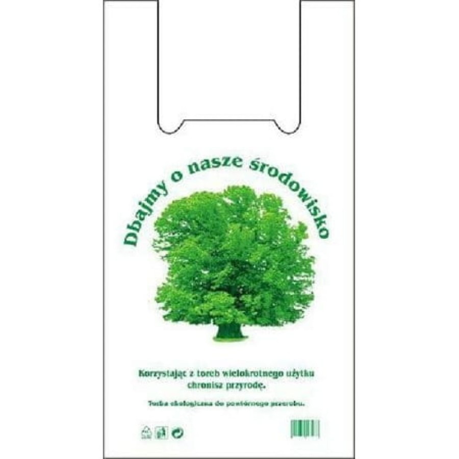 Reklamówki HDPE wielokrotnego użytku Drzewo 14 µm 55 cm x 30 cm x 7 cm - 200 sztuk