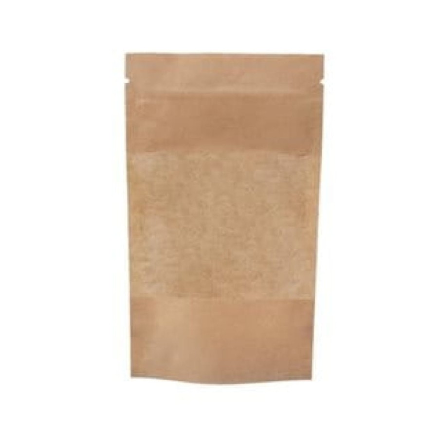 Doypack papierowy woreczek strunowy z okienkiem PE 100 ml 8,5 cm x 5 cm x 14,5 cm - 100 sztuk