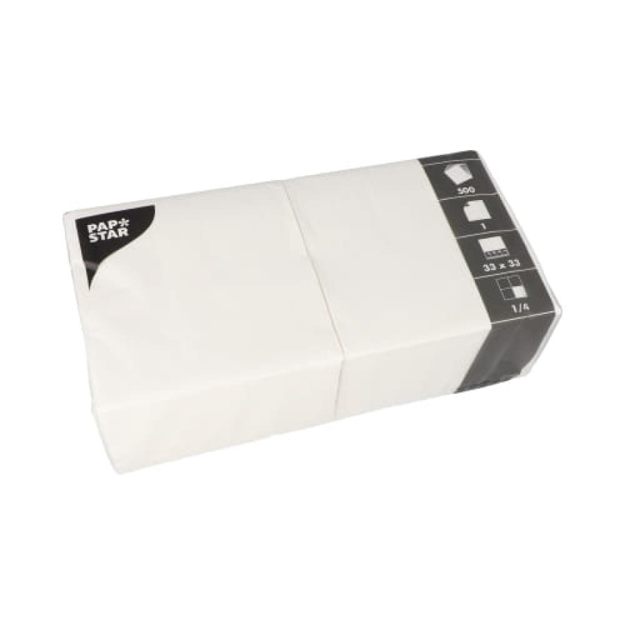 Serwetki papierowe jednowarstwowe białe 33 cm x 33 cm - 500 sztuk