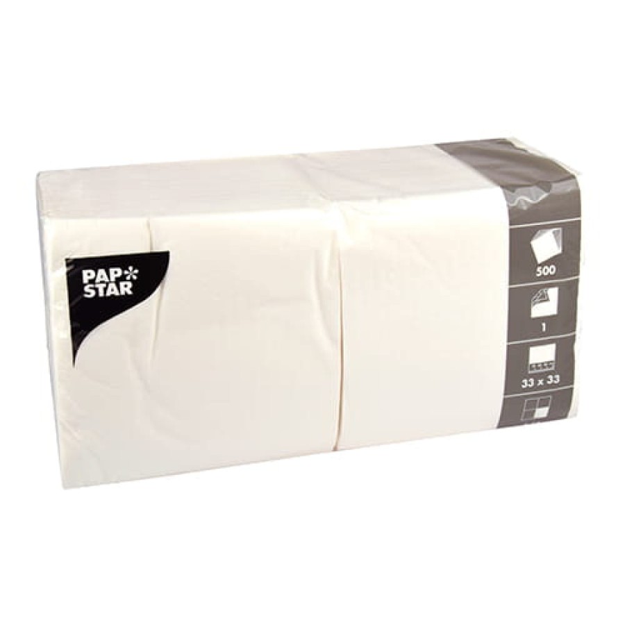 Serwetki papierowe jednowarstwowe białe 33 cm x 33 cm - 500 sztuk