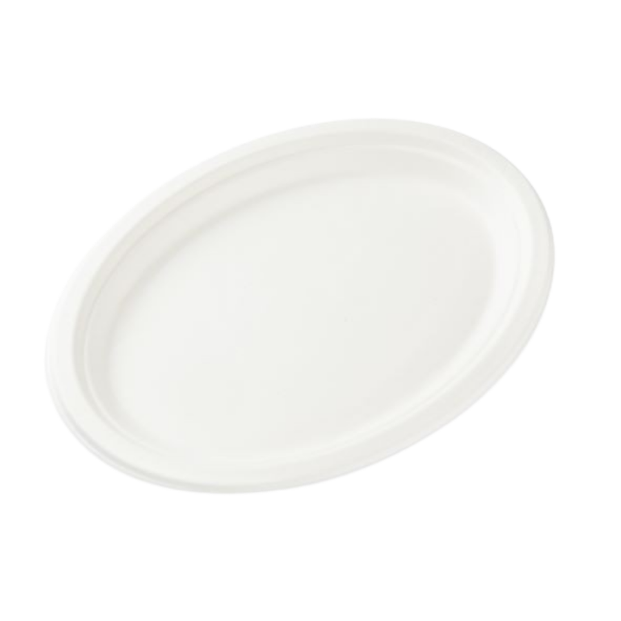 Talerz owalny z trzciny cukrowej 320 mm x 253 mm - 50 sztuk