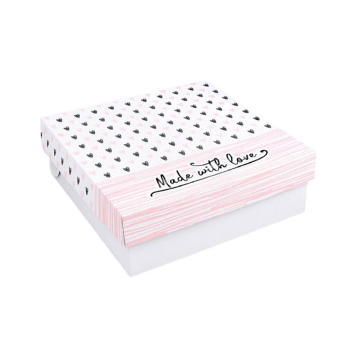 Pudełko na tort - białe z nadrukiem 28 x 28 x 10 cm - 100 sztuk