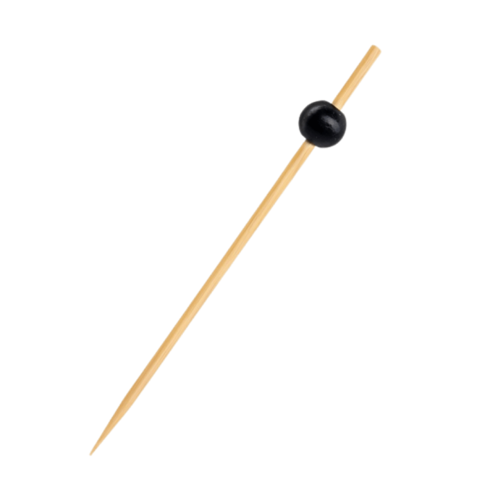 Fingerfood patyczek, bambus FSC 100% - koralik czarny 12 cm - 100 sztuk