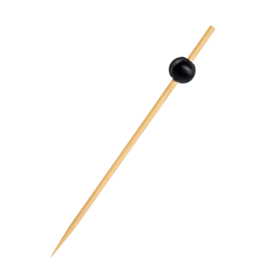 Fingerfood patyczek, bambus FSC 100% - koralik czarny 12 cm - 100 sztuk