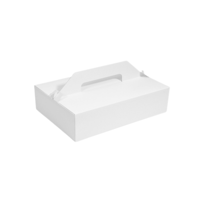 Pudełko na tort z uchwytem białe 27 x 18 x 8 cm - 50 sztuk