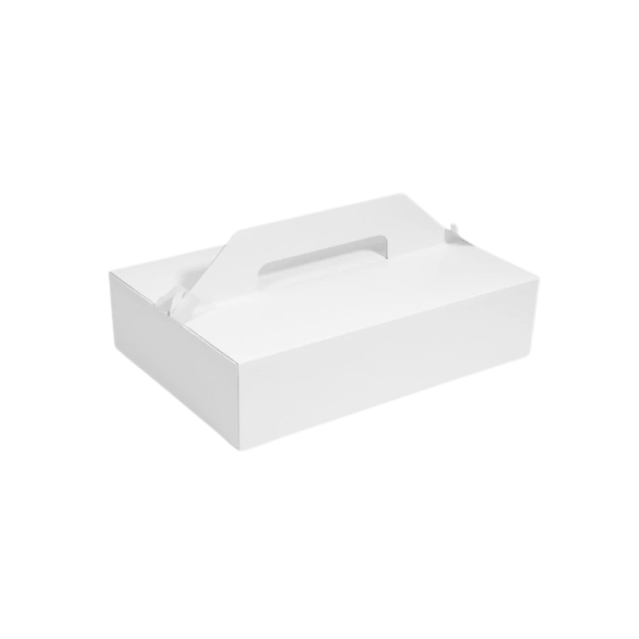 Pudełko na tort z uchwytem białe 27 x 18 x 8 cm - 50 sztuk