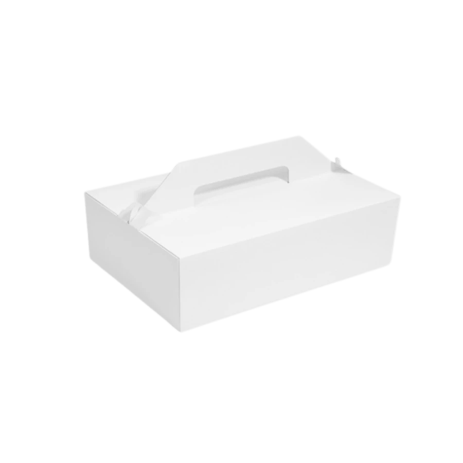 Pudełko na tort z uchwytem białe 27 x 18 x 10 cm - 50 sztuk