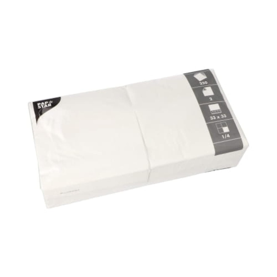 Serwetki papierowe dwuwarstwowe białe 33 cm x 33 cm - 250 sztuk