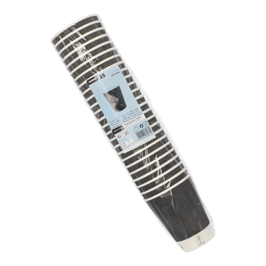 Kubki z papieru czarne Ripple Wall, fi 90 mm 0,3L - 25 sztuk
