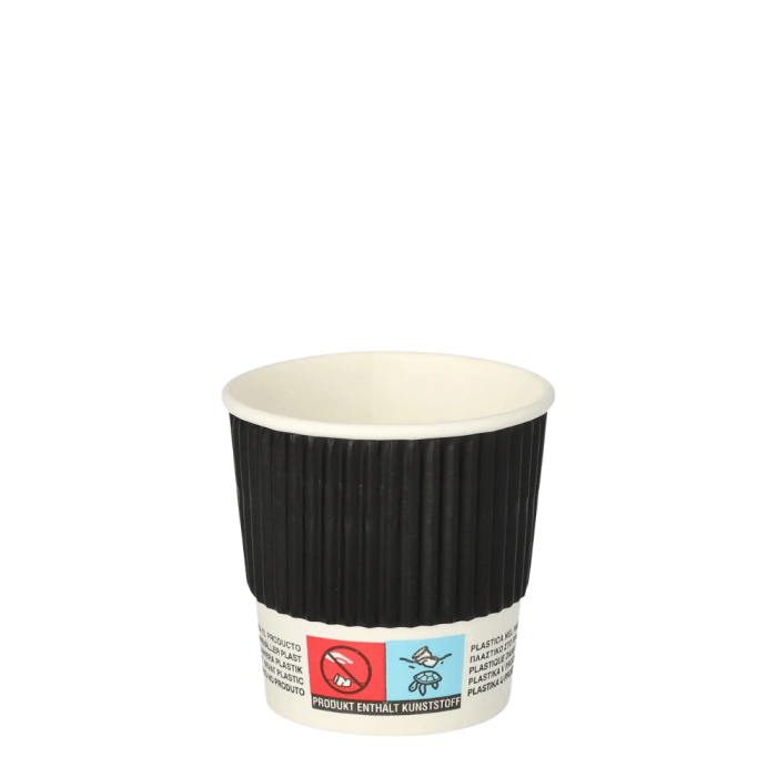 Kubki z papieru czarne Ripple Wall, fi 60 mm 0,1L - 25 sztuk