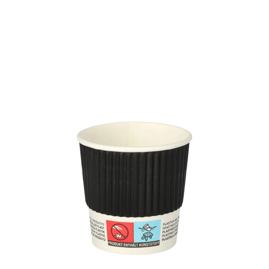 Kubki z papieru czarne Ripple Wall, fi 60 mm 0,1L - 25 sztuk
