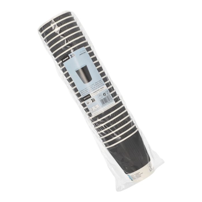 Kubki z papieru czarne Ripple Wall, fi 80 mm 0,2L - 25 sztuk