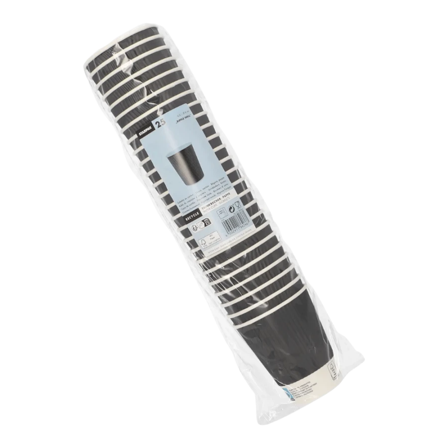Kubki z papieru czarne Ripple Wall, fi 80 mm 0,2L - 25 sztuk